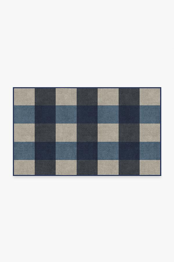 Buffalo Plaid Blue & Ivory Rug 3'x5' | Stain-Resistant