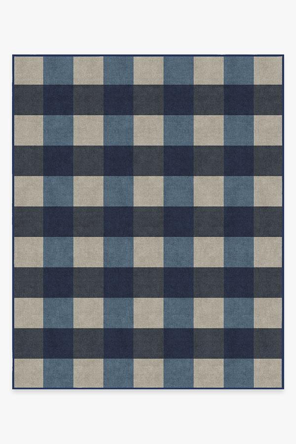 Buffalo Plaid Blue & Ivory Rug 8'x10' | Stain-Resistant