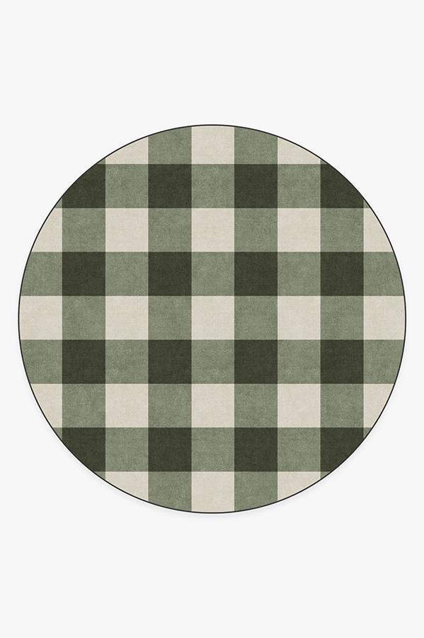 Buffalo Plaid Green & White Rug 8' Round | Stain-Resistant