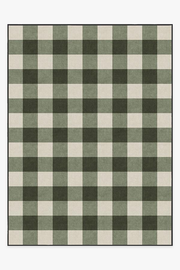Buffalo Plaid Green & White Rug 9'x12' | Stain-Resistant
