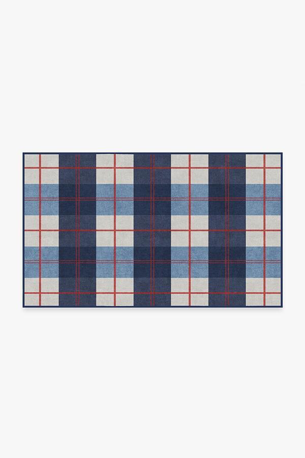 Buffalo Plaid Red & Blue Rug 3'x5' | Stain-Resistant