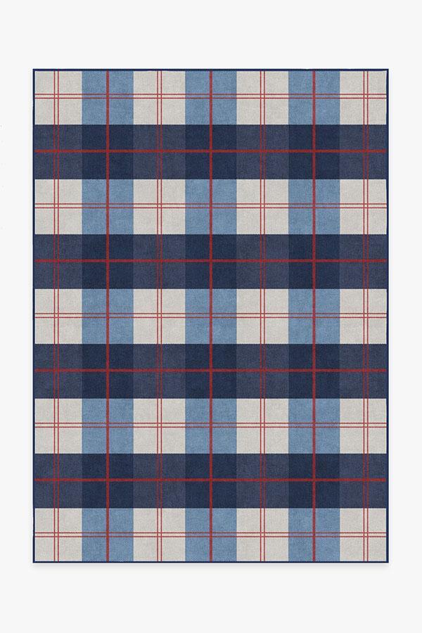 Buffalo Plaid Red & Blue Rug 5'x7' | Stain-Resistant