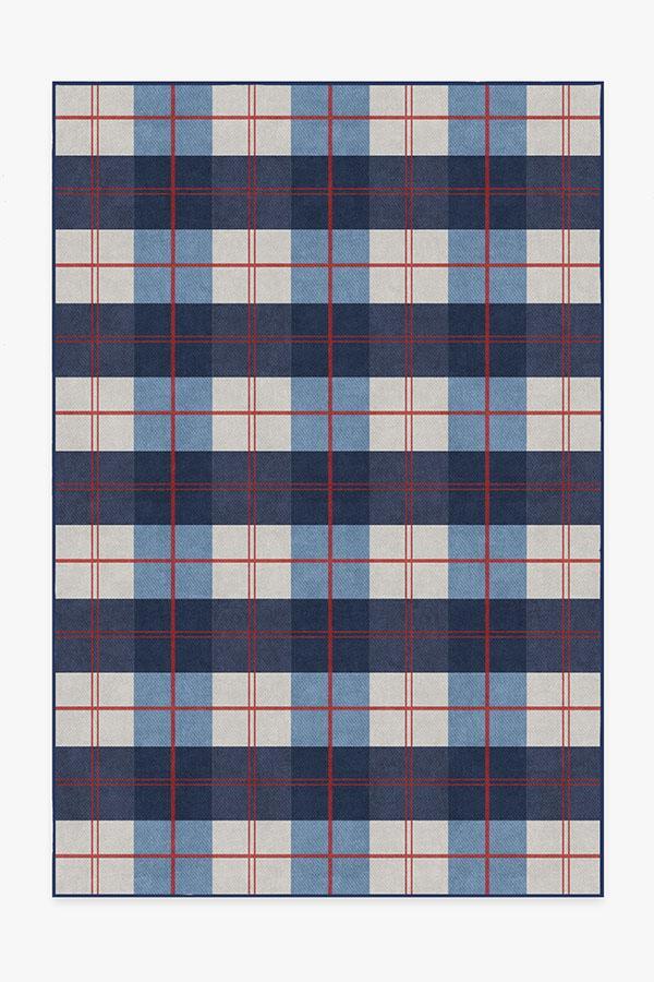 Buffalo Plaid Red & Blue Rug 6'x9' | Stain-Resistant