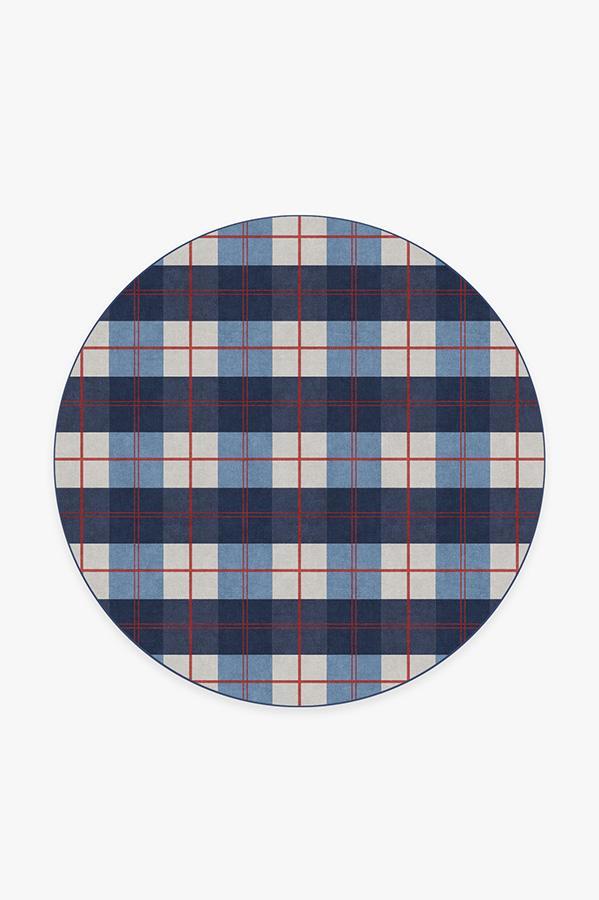 Buffalo Plaid Red & Blue Rug 6' Round | Stain-Resistant