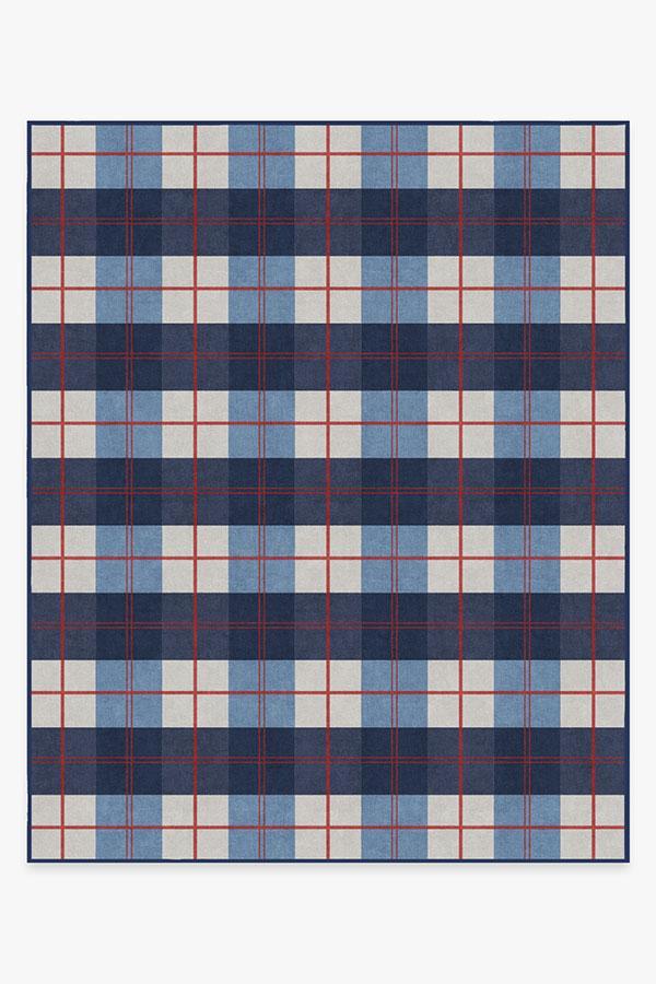 Buffalo Plaid Red & Blue Rug 8'x10' | Stain-Resistant