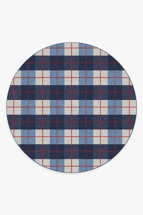 Buffalo Plaid Red & Blue Rug 8' Round | Stain-Resistant