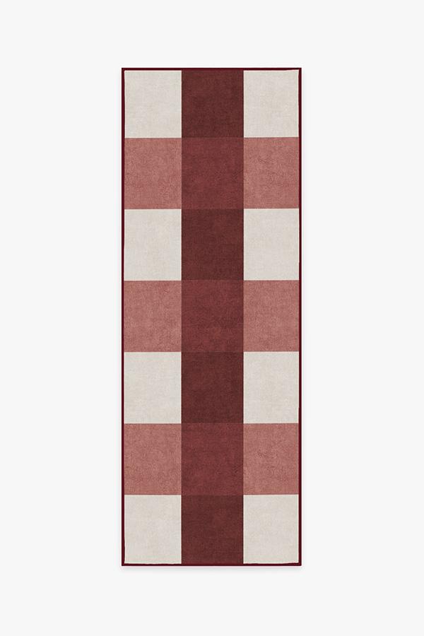 Buffalo Plaid Red & White Rug 2.5'x7' | Stain-Resistant