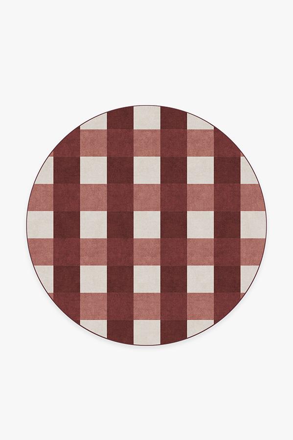Buffalo Plaid Red & White Rug 6' Round | Stain-Resistant