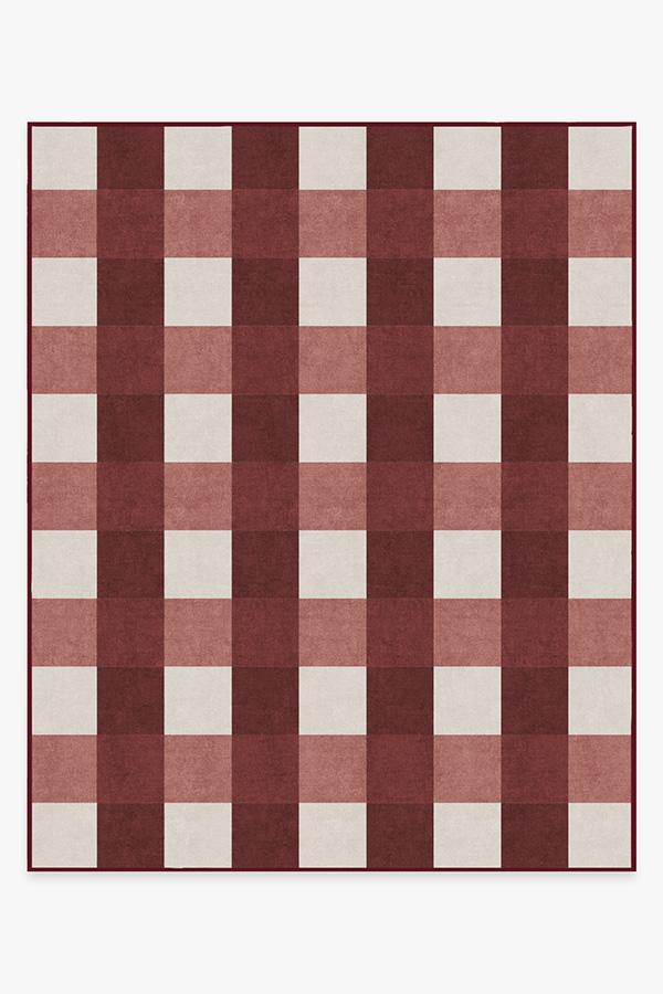 Buffalo Plaid Red & White Rug 8'x10' | Stain-Resistant