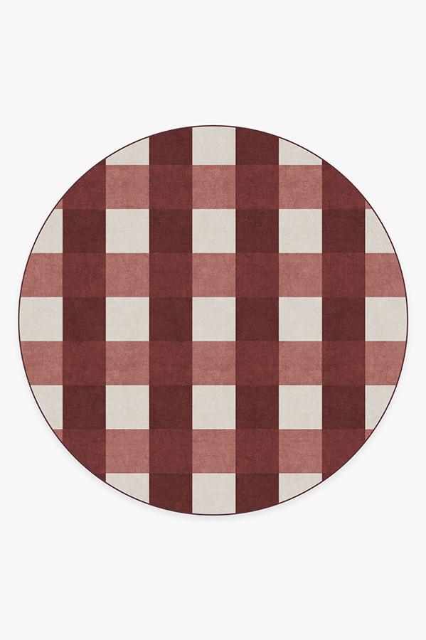 Buffalo Plaid Red & White Rug 8' Round | Stain-Resistant