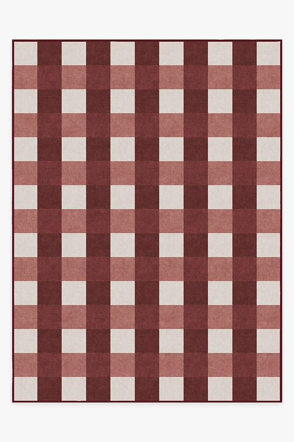 Buffalo Plaid Red & White Rug 9'x12' | Stain-Resistant
