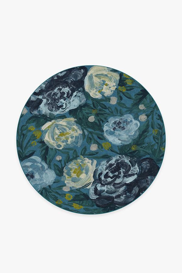 Camellia Midnight Rug 6' Round | Stain-Resistant