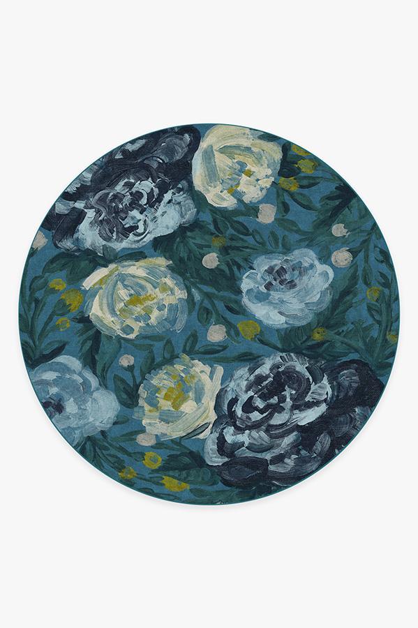 Camellia Midnight Rug 8' Round | Stain-Resistant