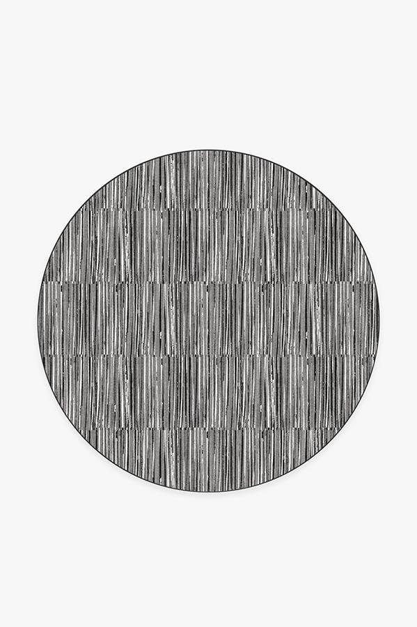 Caspian Stripe Black Rug 6' Round | Stain-Resistant