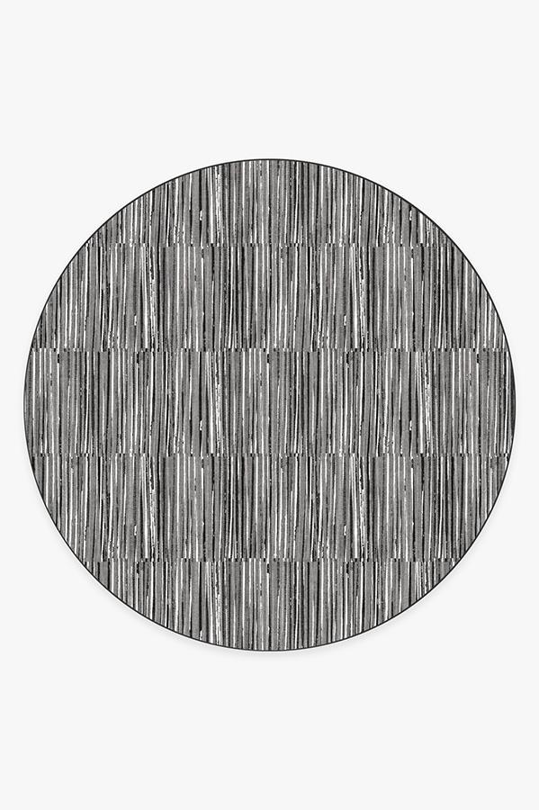 Caspian Stripe Black Rug 8' Round | Stain-Resistant