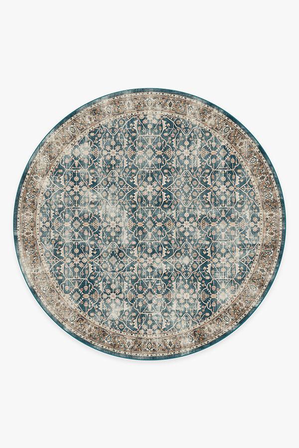 Celestine Teal Blue Rug 8' Round | Stain-Resistant