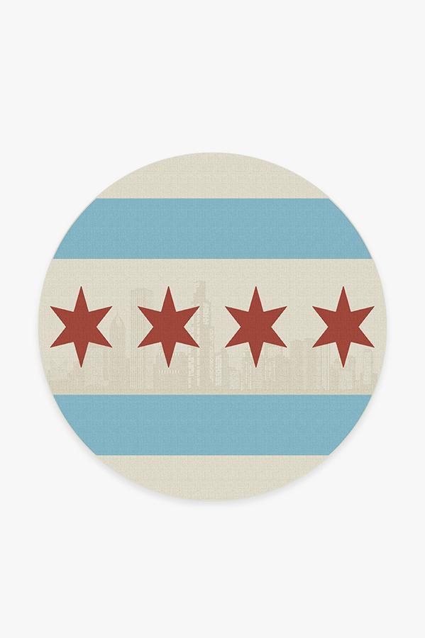Chicago Flag Rug 6' Round | Stain-Resistant