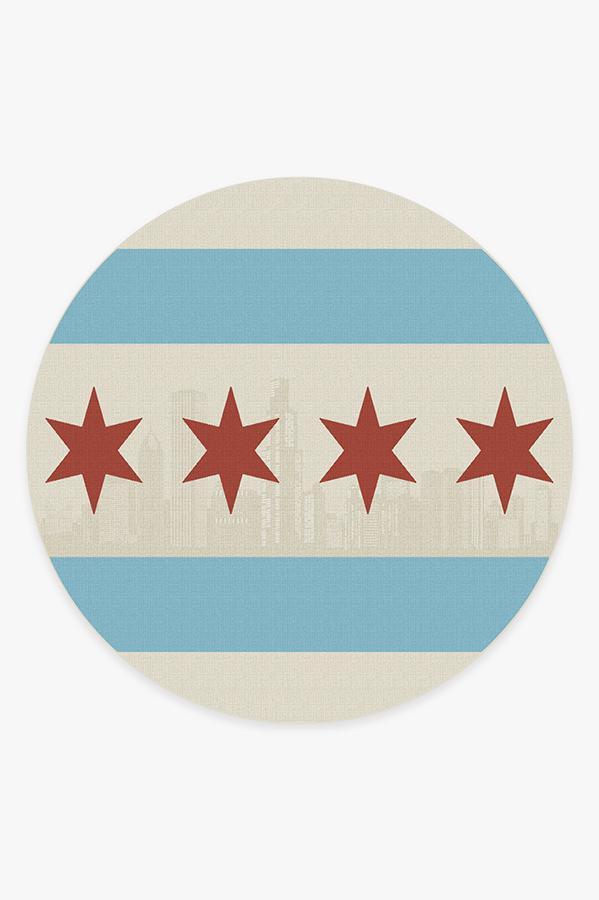 Chicago Flag Rug 8' Round | Stain-Resistant
