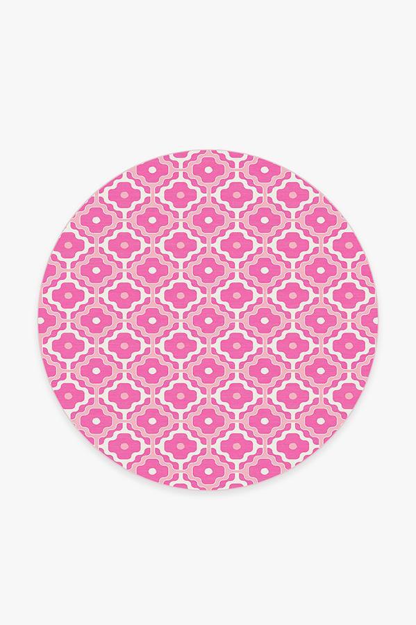 Chloe Trellis Fuchsia Pink Rug 6' Round | Stain-Resistant