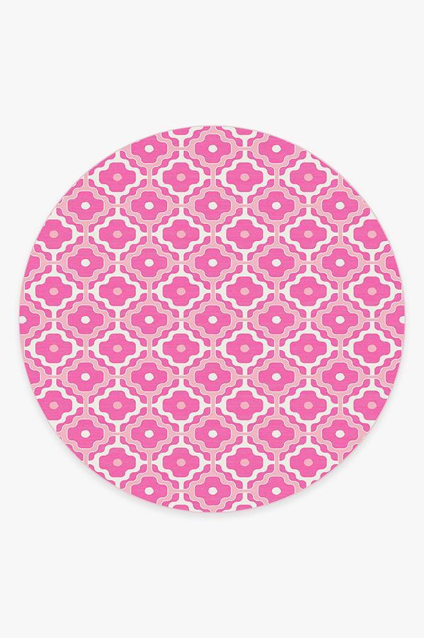 Chloe Trellis Fuchsia Pink Rug 8' Round | Stain-Resistant