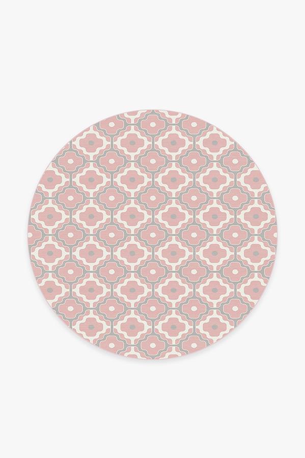 Chloe Trellis Pink Rug 6' Round | Stain-Resistant