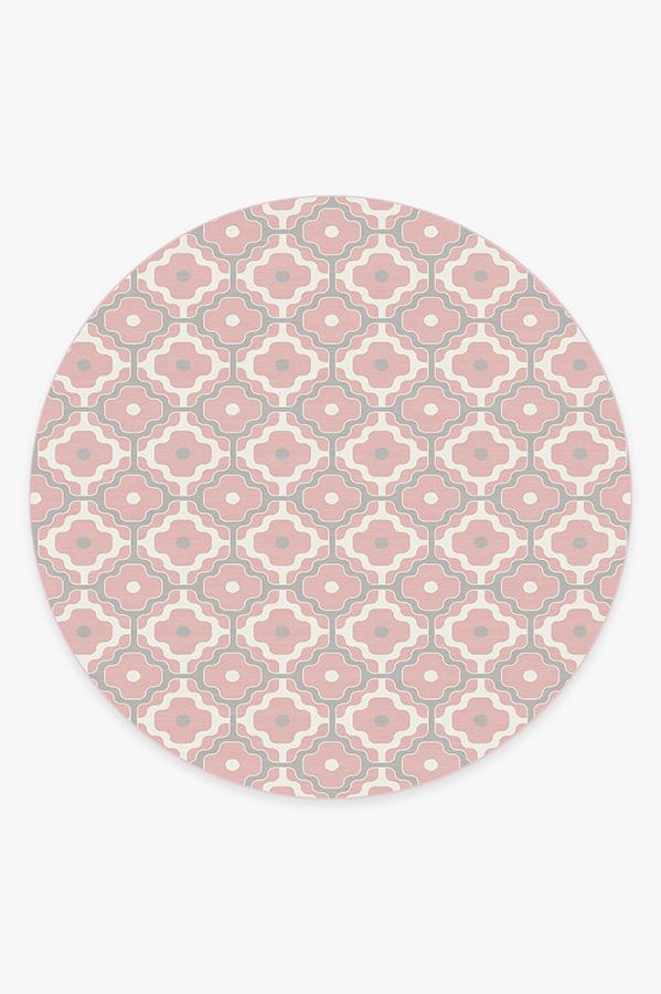 Chloe Trellis Pink Rug 8' Round | Stain-Resistant