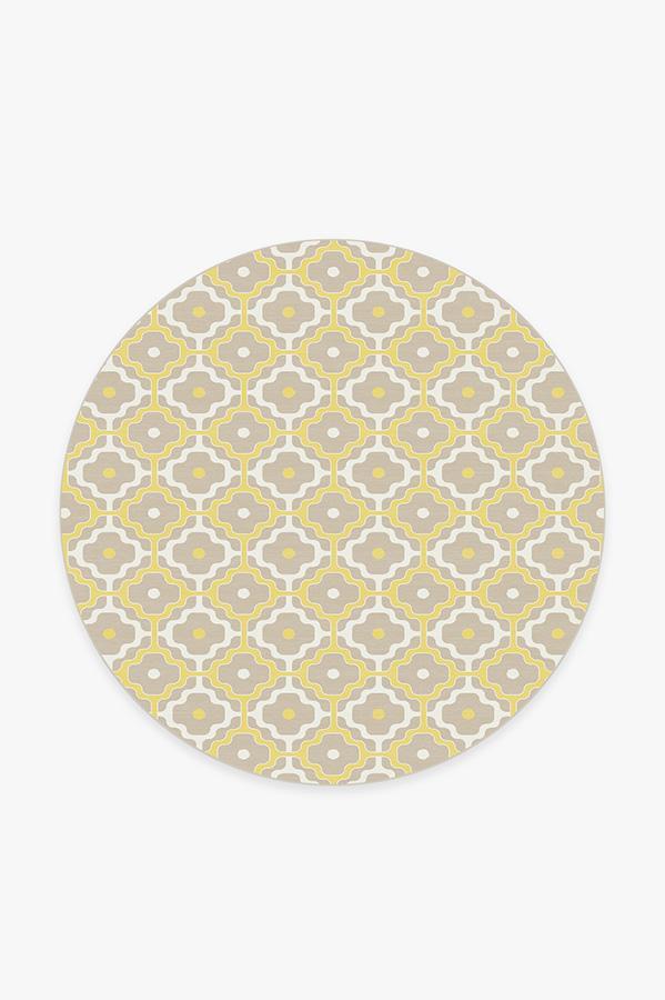 Chloe Trellis Yellow Rug 6' Round | Stain-Resistant