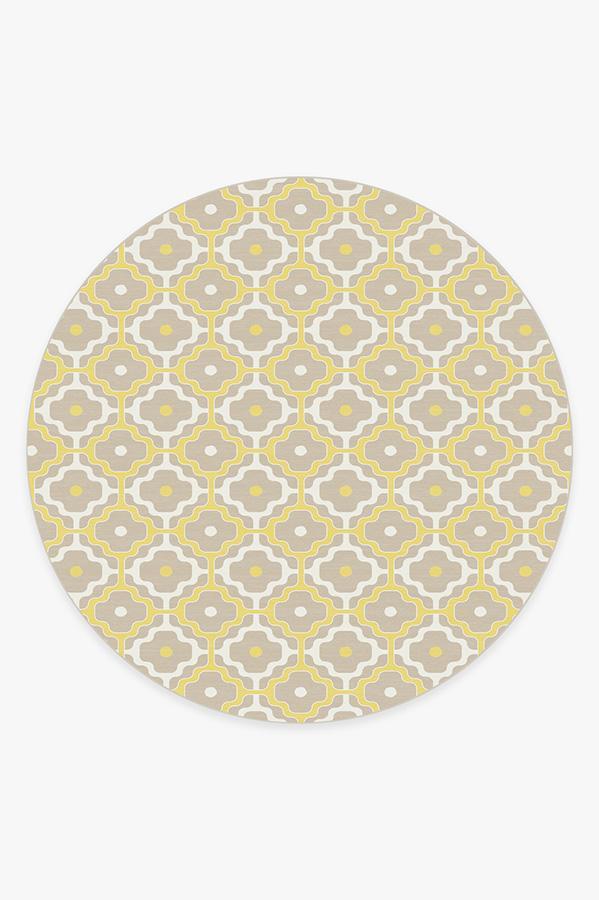 Chloe Trellis Yellow Rug 8' Round | Stain-Resistant