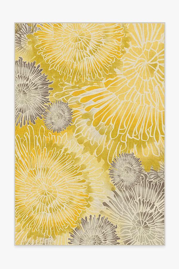 Chrysanthemum Yellow Rug 6'x9' | Stain-Resistant