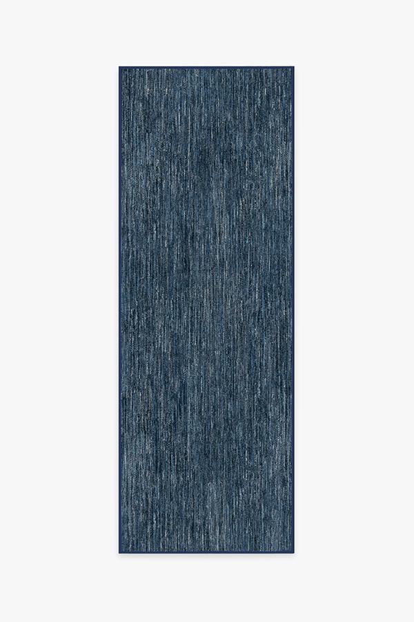 Outdoor Chunky Solid Blue Rug 2.5'x7' | Stain-Resistant