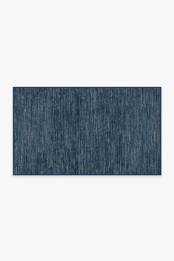 Outdoor Chunky Solid Blue Rug 3'x5' | Stain-Resistant