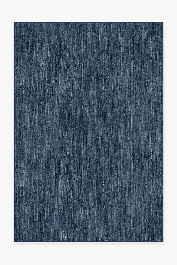 Outdoor Chunky Solid Blue Rug 6'x9' | Stain-Resistant