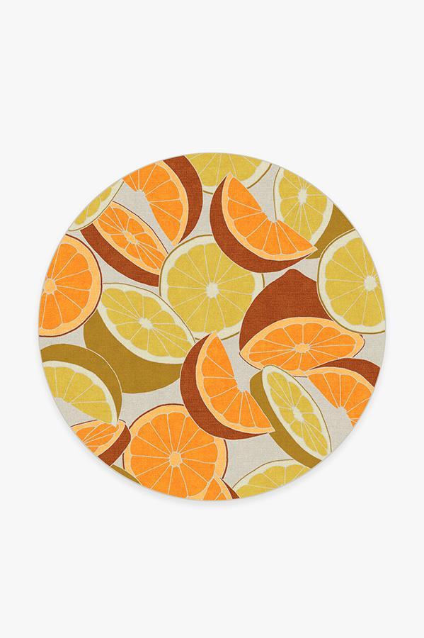 Citrus Lemon Rug 6' Round | Stain-Resistant