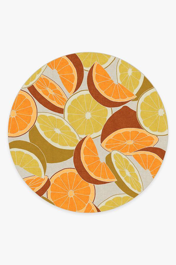 Citrus Lemon Rug 8' Round | Stain-Resistant