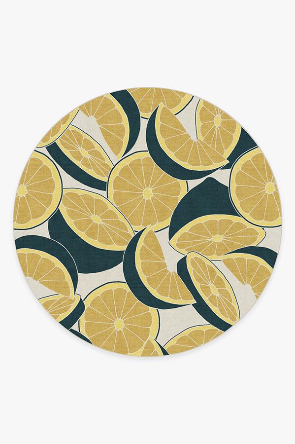 Citrus Teal Rug 8' Round | Stain-Resistant