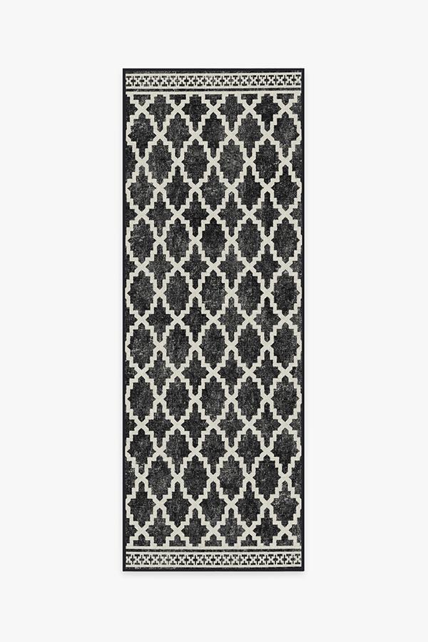 Outdoor Cleo Trellis Black Rug 2.5'x7' | Stain-Resistant