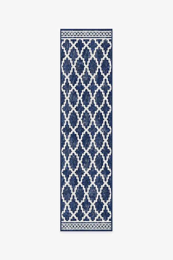 Outdoor Cleo Trellis Royal Blue Rug 2.5'x10' | Stain-Resistant