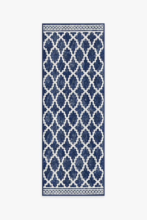Outdoor Cleo Trellis Royal Blue Rug 2.5'x7' | Stain-Resistant