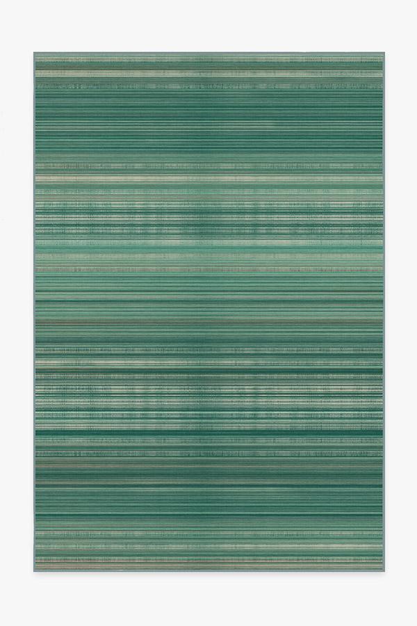 Coastal Linear Stripe Aqua Rug 6'x9' | Stain-Resistant