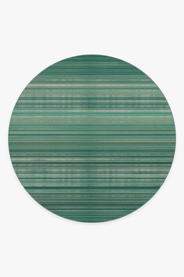 Coastal Linear Stripe Aqua Rug 8' Round | Stain-Resistant