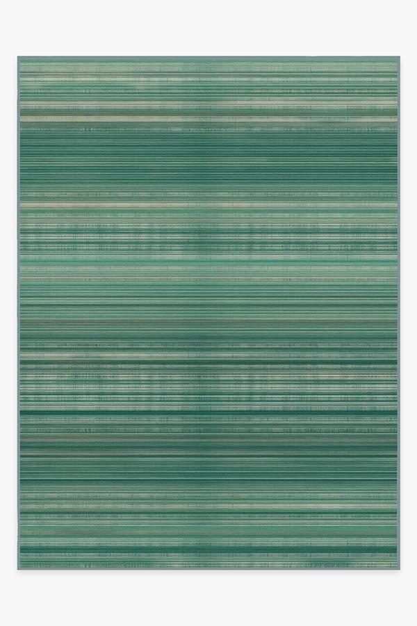 Coastal Linear Stripe Aqua Rug 9'x12' | Stain-Resistant