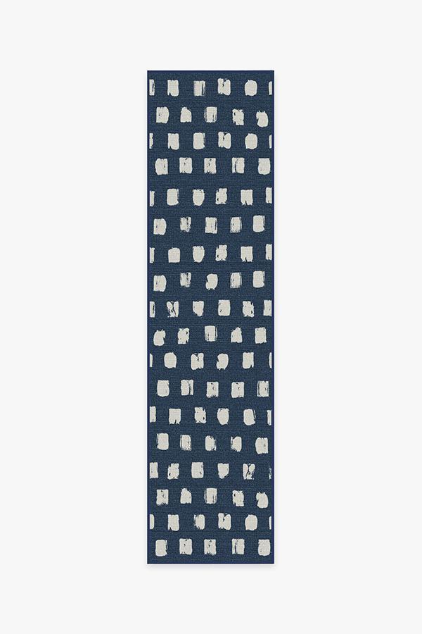 Outdoor Cobblestone Navy Rug 2.5'x10' | Stain-Resistant