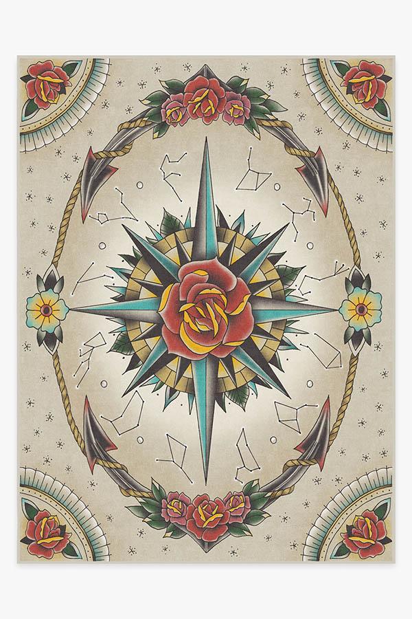 Compass Rose Rug 9'x12' | Stain-Resistant