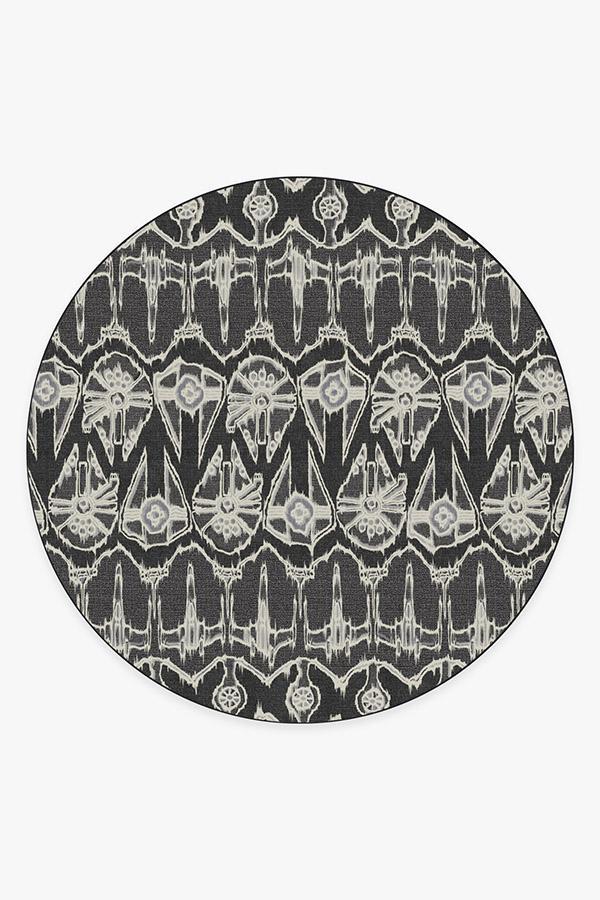 Corellian Ikat Black Rug 8' Round | Stain-Resistant