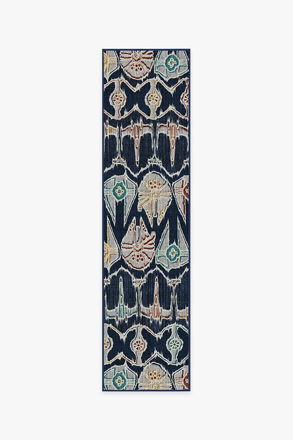 Corellian Ikat Navy Rug 2.5'x10' | Stain-Resistant