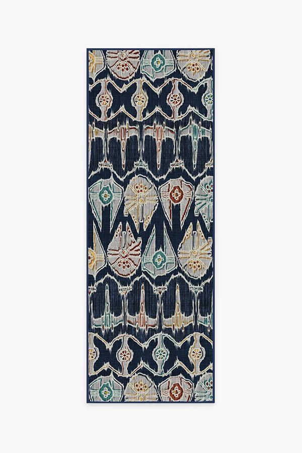 Corellian Ikat Navy Rug 2.5'x7' | Stain-Resistant