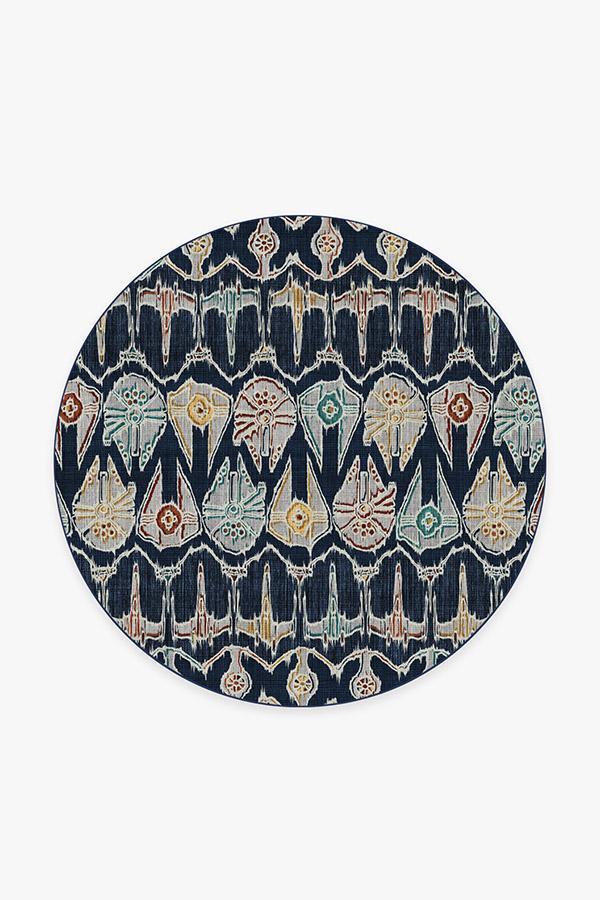 Corellian Ikat Navy Rug 6' Round | Stain-Resistant