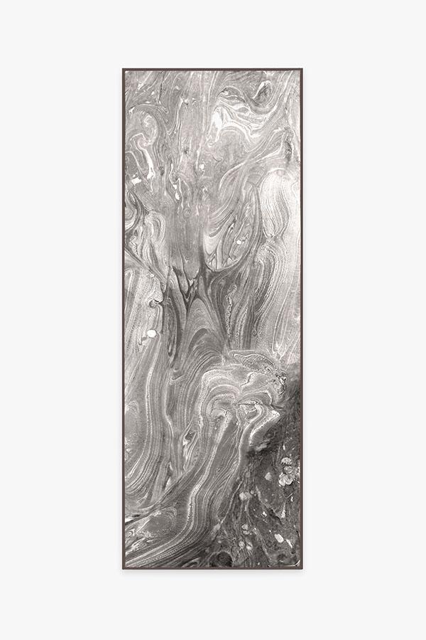 Cosmic Marble Grey Rug 2.5'x7' | Stain-Resistant