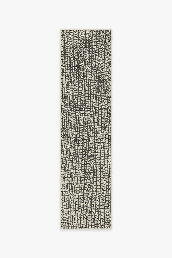 Crackle Black & White Rug 2.5'x10' | Stain-Resistant