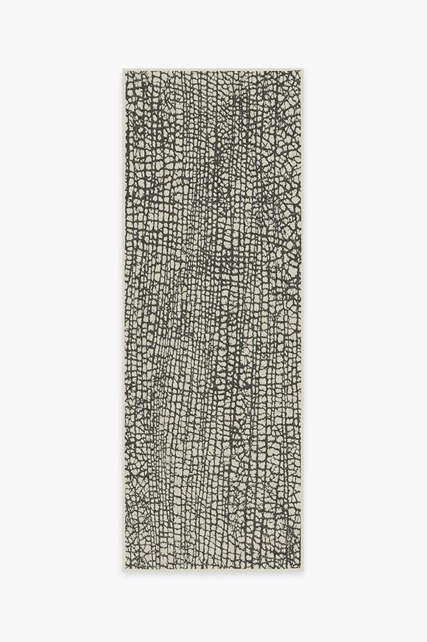 Crackle Black & White Rug 2.5'x7' | Stain-Resistant